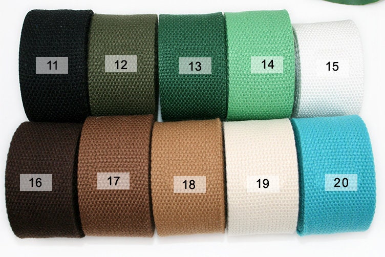 Premium Cotton Webbing in 25 Colors - Durable 2 Inch Straps and Handles for Tote Bags and Upholstery, JD-508