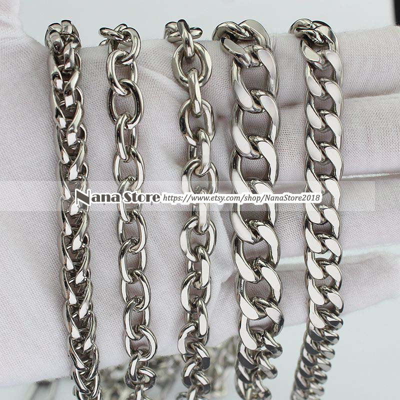 Silver High Quality Purse Chain, Metal Shoulder Handbag Strap, Replacement Handle Chain, Metal Crossbody Bag Chain Strap,JD-1110