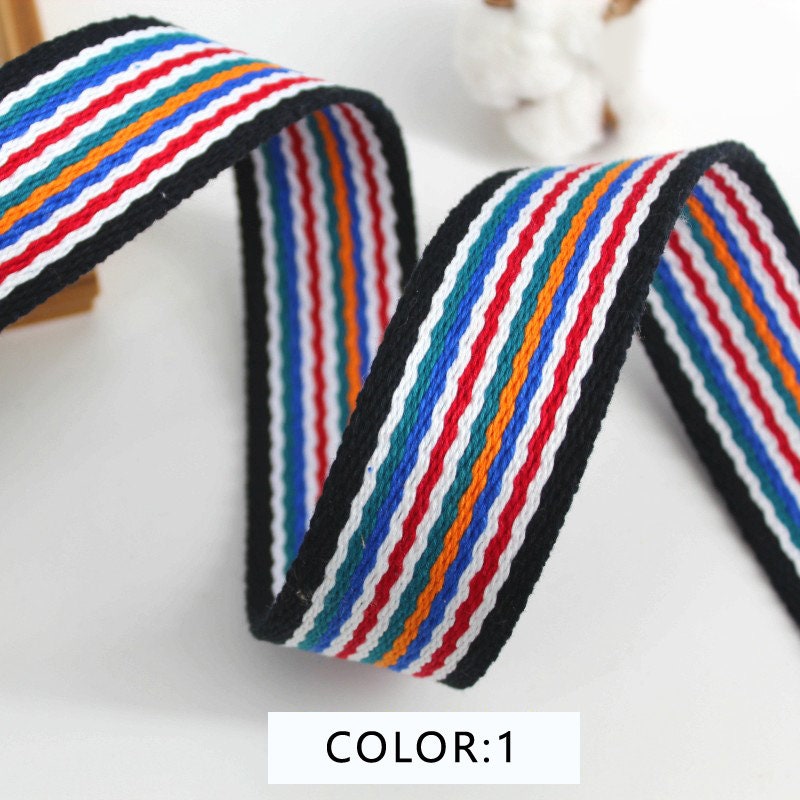 6 Color, 1 1/2 Inch Wide Cotton Polyester Jacquard embroidery Webbing For Bag handles ,Bag Strap For Tote Bag Upholstery Webbing ,JD-1228