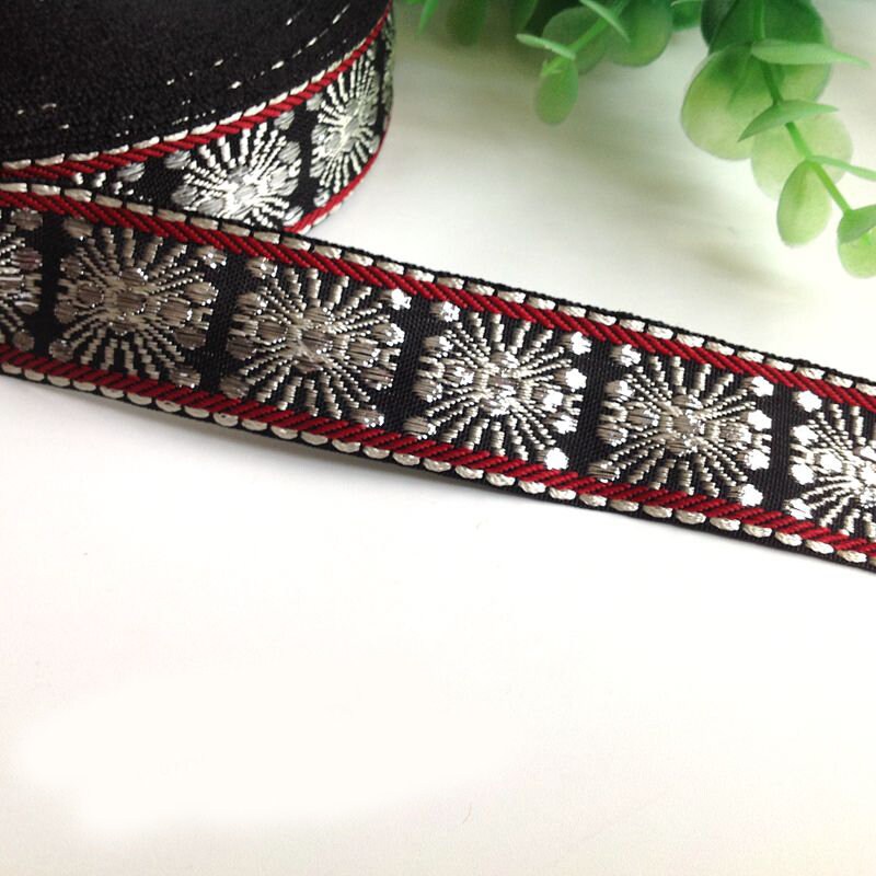 1 1/5 Inch Wide Flower Jacquard Ribbon Geometric Woven Trim Border Embroidered Ribbon Sewing Trim Craft Ribbon Jacquard ,JD-1248