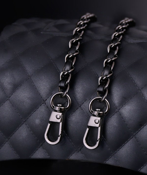 8mm Gun black Plated High Quality Purse Chain,Alloy and Leather, Metal Shoulder Handbag Strap,Bag Strap, Bag Accessories, Detachable,JD-1549