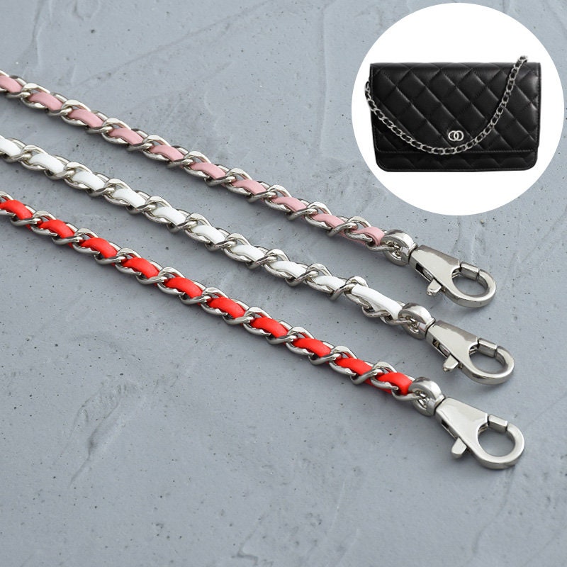 6 Color,8mm 24K Silver Plated High Quality Purse Chain,Copper and Leather, Metal Shoulder Handbag Strap,Bag Strap, Bag Accessories, JD-1661