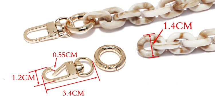 14mm High Quality Purse Chain Strap,Alloy Acrylic and Iron, Metal Shoulder Handbag Strap,Purse Replacement Chains,JD-1604