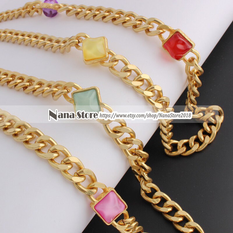 11mm Glass Drill Gold High Quality Purse Chain,Alloy and Glass Drill, Metal Shoulder Handbag Strap,Bag Strap, Bag Accessories, JD-1728