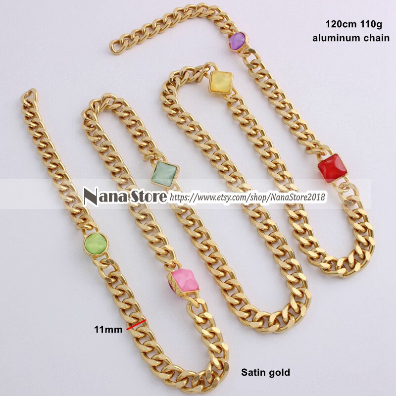 11mm Glass Drill Gold High Quality Purse Chain,Alloy and Glass Drill, Metal Shoulder Handbag Strap,Bag Strap, Bag Accessories, JD-1728