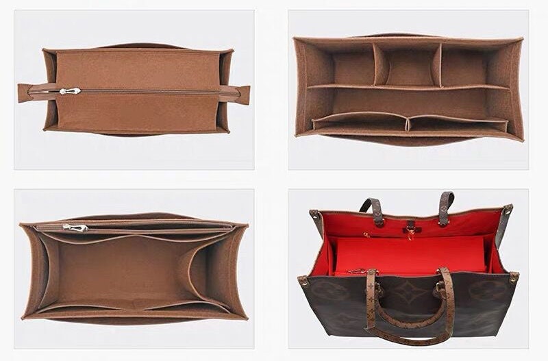 2 Size,Purse Organizer Insert Fit "Onthego Bag" Pouch Handbag Shaper Premium Felt,Bag Shaper,Bag Liner, JD-1829