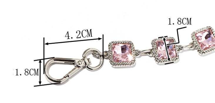 18MM Pink Glass Drill  High Quality Purse Chain,Alloy and Glass Drill, Metal Shoulder Handbag Strap,Bag Strap, Bag Accessories, JD-1980