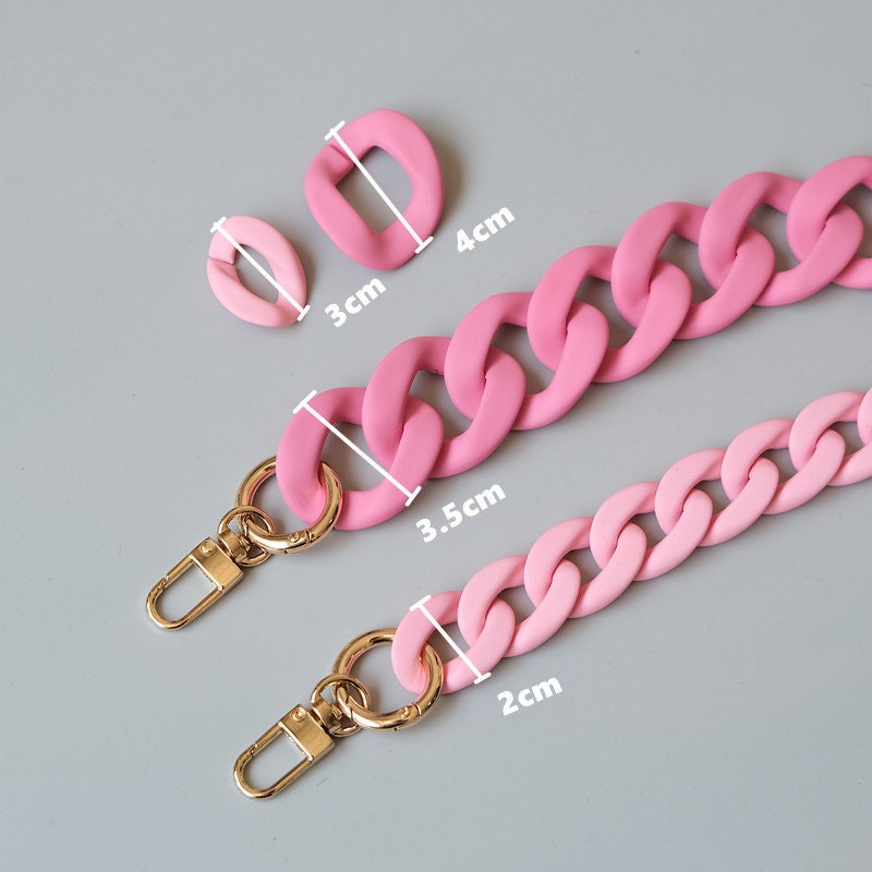 Rubber Pink Acrylic High Quality Purse Chain,Metal Shoulder Handbag Strap,Replacement Handle Chain,Metal Crossbody Bag Chain Strap LD-2480