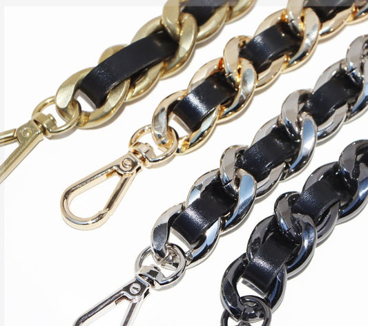 20mm High Quality Purse Real Leather Chain,Alloy and Leather, Metal Shoulder Handbag Strap,Bag Strap, Bag Accessories, JD-2428